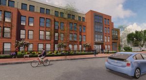 An architectural render of the future Weavers Row