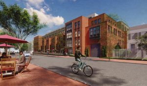 An architectural render of the future Weavers Row